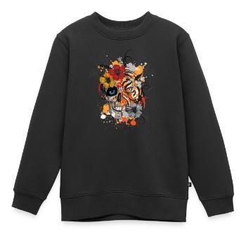 Tatouage abstrait tribal tigre crâne visage - Sweat Premium enfant bio - noir - Devant - AI Model Kid Female (0cm)