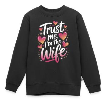 Frau Ehefrau Partnerin Familie Verheiratet - Kinder Premium Organic Sweatshirt - Schwarz - Vorne - AI Model Kid Female (0cm)