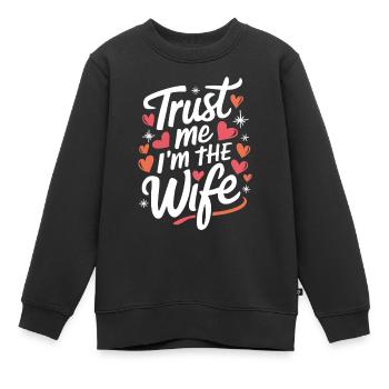 Frau Ehefrau Partnerin Familie Verheiratet - Kinder Premium Organic Sweatshirt - Schwarz - Vorne - AI Model Kid Female (0cm)