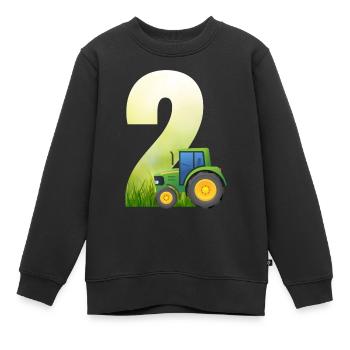 2 ans de tracteur anniversaire - Sweat Premium enfant bio - noir - Devant - AI Model Kid Female (0cm)