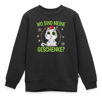 Wo Sind Meine Geschenk Kätzchen Weihnachtliches - Kinder Premium Organic Sweatshirt - Schwarz - Vorne - AI Model Kid Female (0cm)