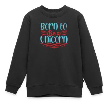 Né pour être une licorne Licorne - Sweat Premium enfant bio - noir - Devant - AI Model Kid Female (0cm)