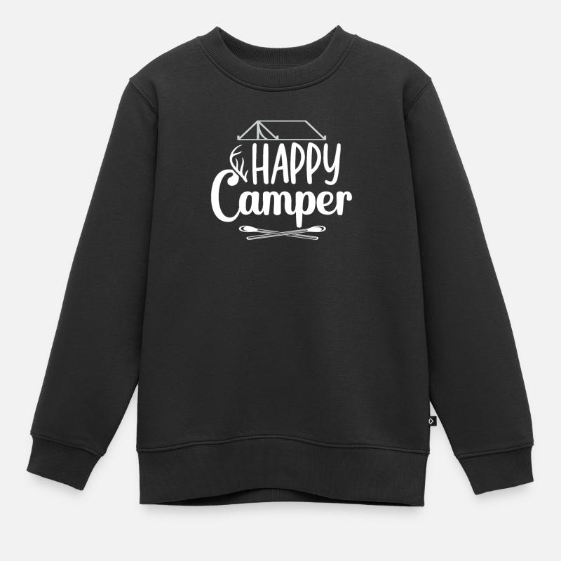 Happy Camper Camping - Kids Premium Organic Sweatshirt - black
