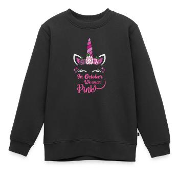 Im Oktober tragen wir Rosa - Kinder Premium Organic Sweatshirt - Schwarz - Vorne - AI Model Kid Female (0cm)