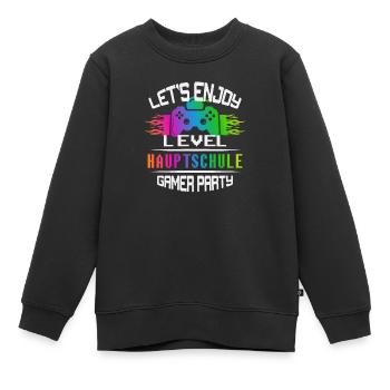 Level HAUPTSCHULE keep calm and game on - Kinder Premium Organic Sweatshirt - Schwarz - Vorne - AI Model Kid Female (0cm)