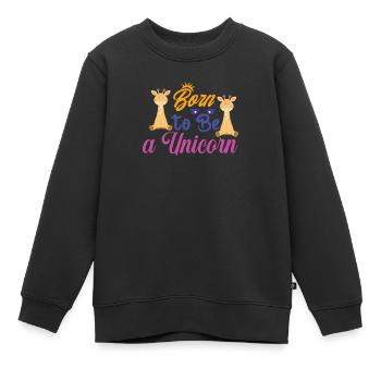Né pour être une licorne Licorne - Sweat Premium enfant bio - noir - Devant - AI Model Kid Female (0cm)