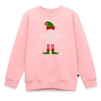 Noël laid Les proverbes elfes mariés - Sweat Premium enfant bio - rose - Devant - AI Model Kid Female (0cm)