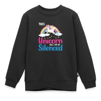 Einhorn Unicorn Silenced - Kinder Premium Organic Sweatshirt - Schwarz - Vorne - AI Model Kid Female (0cm)