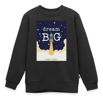 Rakete (dream big) I Design by Baddeldaddel - Kinder Premium Organic Sweatshirt - Schwarz - Vorne - AI Model Kid Female (0cm)