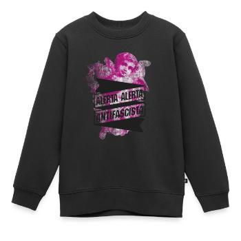 Ange antifasciste - Sweat Premium enfant bio - noir - Devant - AI Model Kid Female (0cm)