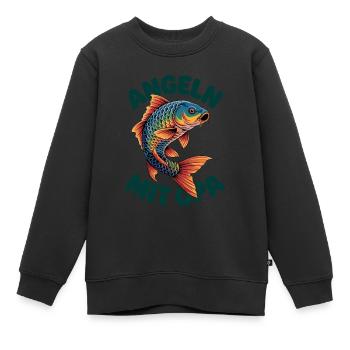 Angeln mit Opa Angelmotiv für Jungen und Mädchen - Kinder Premium Organic Sweatshirt - Schwarz - Vorne - AI Model Kid Female (0cm)
