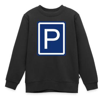 Parking Voiture Garage Parking Baie de stationnement Panneau de signalisation - Sweat Premium enfant bio - noir - Devant - AI Model Kid Female (0cm)
