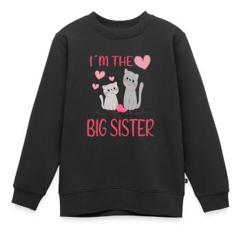 Große Schwester Katzen Design - Kinder Premium Organic Sweatshirt - Schwarz - Vorne - AI Model Kid Female (0cm)