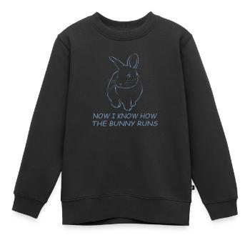Denglisch Jetzt weiß ich wie der Hase läuft - Kinder Premium Organic Sweatshirt - Schwarz - Vorne - AI Model Kid Female (0cm)