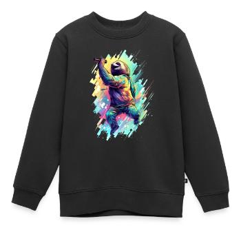 Singendes Faultier - Kinder Premium Organic Sweatshirt - Schwarz - Vorne - AI Model Kid Female (0cm)