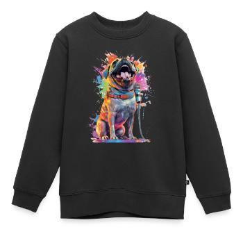Singender Hund mit Mikrofon - Kinder Premium Organic Sweatshirt - Schwarz - Vorne - AI Model Kid Female (0cm)