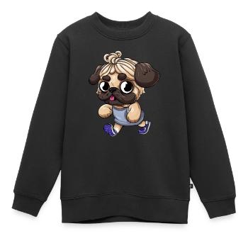 Sportlicher Mops: Fit und aktiv unterwegs - Kinder Premium Organic Sweatshirt - Schwarz - Vorne - AI Model Kid Female (0cm)
