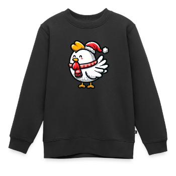 Poulet de Noël : Idylle festive à la ferme - Sweat Premium enfant bio - noir - Devant - AI Model Kid Female (0cm)