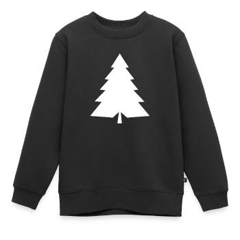 Vielseitiger Zauber: Weißer Tannenbaum Silhouette - Kinder Premium Organic Sweatshirt - Schwarz - Vorne - AI Model Kid Female (0cm)