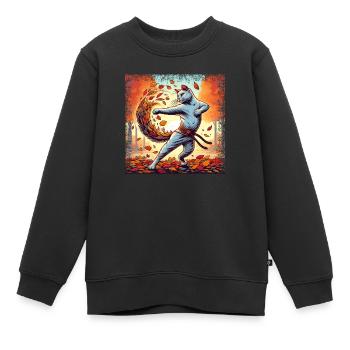 Karate hangover in autumn leaves - Kids Premium Organic Sweatshirt - black - Front - AI Model Kid Female (0cm)