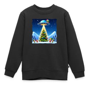Enlèvement de diablotin d’OVNI extraterrestre de Noël - Sweat Premium enfant bio - noir - Devant - AI Model Kid Female (0cm)