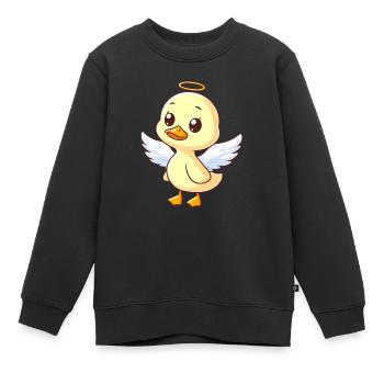 Süße Ente Engel Flügel Heiligenschein - Kinder Premium Organic Sweatshirt - Schwarz - Vorne - AI Model Kid Female (0cm)