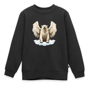 Engelsflügel-Eisbär: Eine himmlische Synthese - Kinder Premium Organic Sweatshirt - Schwarz - Vorne - AI Model Kid Female (0cm)