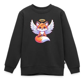 Rotfuchs Engel Heiligenschein Flügel - Kinder Premium Organic Sweatshirt - Schwarz - Vorne - AI Model Kid Female (0cm)