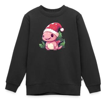 Weihnachts-Axolotl Mistelzweig - Kinder Premium Organic Sweatshirt - Schwarz - Vorne - AI Model Kid Female (0cm)