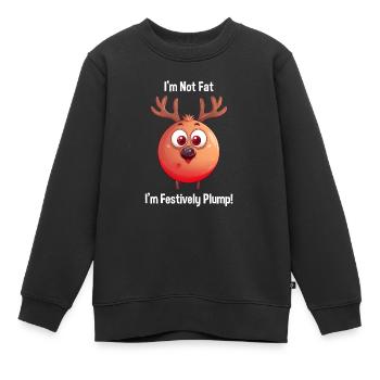 Renne festif « Je ne suis pas gros » - Noël - Sweat Premium enfant bio - noir - Devant - AI Model Kid Female (0cm)