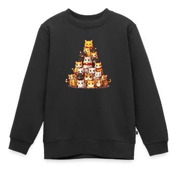 Weihnachtskatzenturm: Festlicher Katzenbaum aus - Kinder Premium Organic Sweatshirt - Schwarz - Vorne - AI Model Kid Female (0cm)