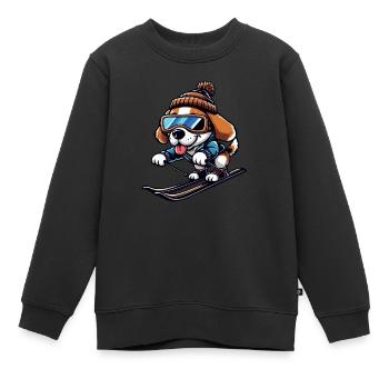 Vacances d’hiver avec poulet au ski - Sweat Premium enfant bio - noir - Devant - AI Model Kid Female (0cm)