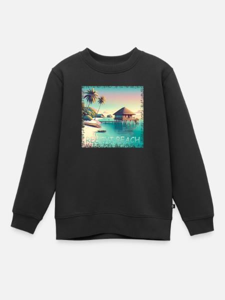 Malediven Reethi Beach – Grunge Urlaubsparadies - Kinder Premium Organic Sweatshirt - Schwarz
