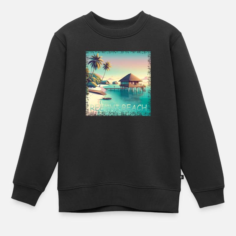 Malediven Reethi Beach – Grunge Urlaubsparadies - Kinder Premium Organic Sweatshirt - Schwarz