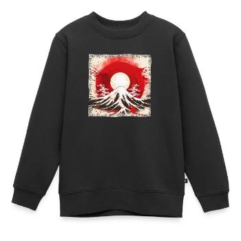 Kyoto Berge: Flagge, Vulkan und Blutmond - Kinder Premium Organic Sweatshirt - Schwarz - Vorne - AI Model Kid Female (0cm)