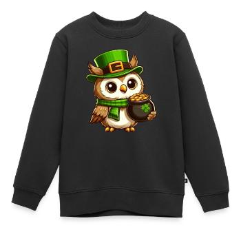 Hibou d’or de la Saint-Patrick - Sweat Premium enfant bio - noir - Devant - AI Model Kid Female (0cm)