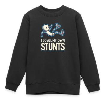Lustiger Stuntman Parcours Spruch Stunts Kinder - Kinder Premium Organic Sweatshirt - Schwarz - Vorne - AI Model Kid Female (0cm)