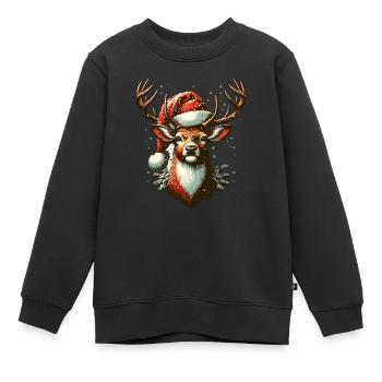 Weihnachts Rentier Xmas - Kinder Premium Organic Sweatshirt - Schwarz - Vorne - AI Model Kid Female (0cm)