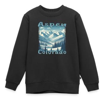 Aspen Hiver Ski Snowboard Vacances Grunge - Sweat Premium enfant bio - noir - Devant - AI Model Kid Female (0cm)