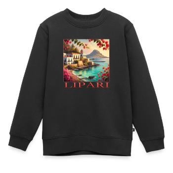 Lipari Vulkan Mittelmeer Terrakotta Urlaub - Kinder Premium Organic Sweatshirt - Schwarz - Vorne - AI Model Kid Female (0cm)