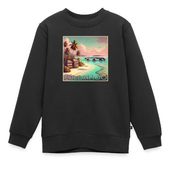 Fuldahoo Malediven Überwasser-Bungalows Retro - Kinder Premium Organic Sweatshirt - Schwarz - Vorne - AI Model Kid Female (0cm)