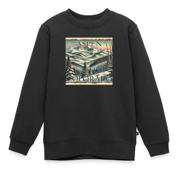 Aspen Ski Resort Ski Snowboard Hiver Vintage - Sweat Premium enfant bio - noir - Devant - AI Model Kid Female (0cm)