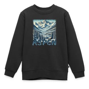 Aspen Colorado Ski Planche à neige - Sweat Premium enfant bio - noir - Devant - AI Model Kid Female (0cm)