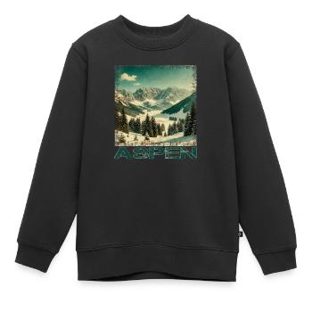 Aspen Colorado Ski Snowboard Hiver Vintage - Sweat Premium enfant bio - noir - Devant - AI Model Kid Female (0cm)