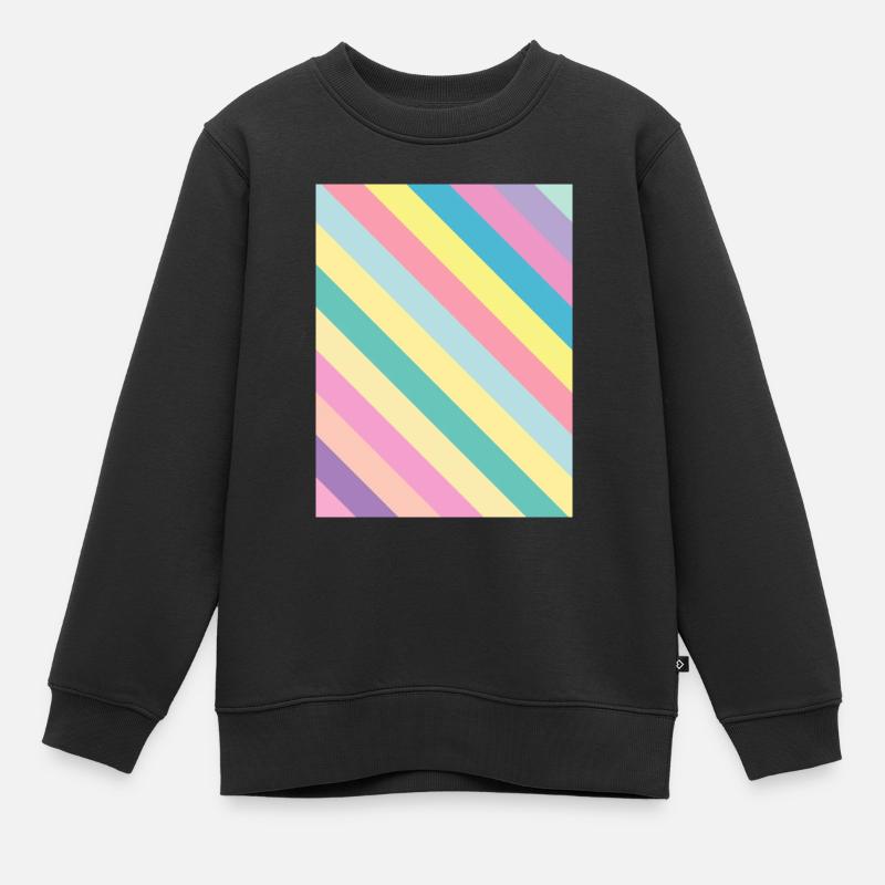 Rayures pastel obliques - rayures inclinées - Sweat Premium enfant bio - noir