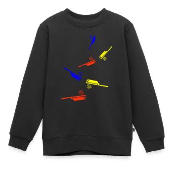 Pfanne Kochen - Kinder Premium Organic Sweatshirt - Schwarz - Vorne - AI Model Kid Female (0cm)