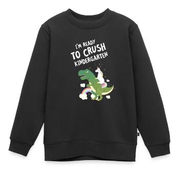 Je suis prêt à écraser la licorne dinosaure de la maternelle - Sweat Premium enfant bio - noir - Devant - AI Model Kid Female (0cm)