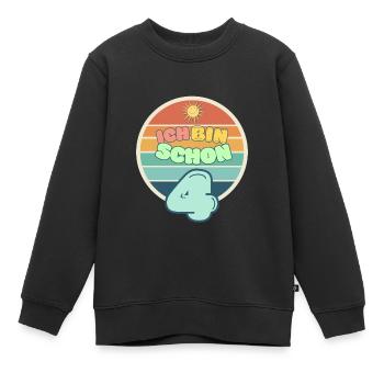 Sonniger Geburtstag – Ich bin schon 4! - Kinder Premium Organic Sweatshirt - Schwarz - Vorne - AI Model Kid Female (0cm)