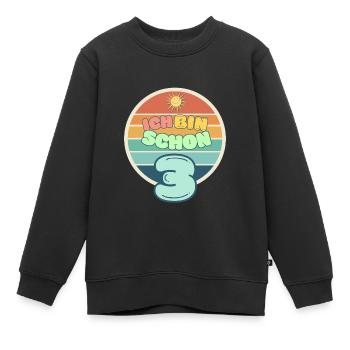 Ich bin schon 3 – Sonniges Design - Kinder Premium Organic Sweatshirt - Schwarz - Vorne - AI Model Kid Female (0cm)