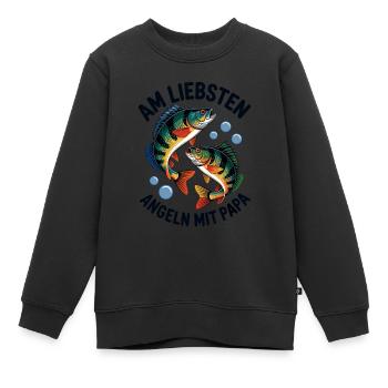 Angeln mit Papa, springende Barsche - Kinder Premium Organic Sweatshirt - Schwarz - Vorne - AI Model Kid Female (0cm)